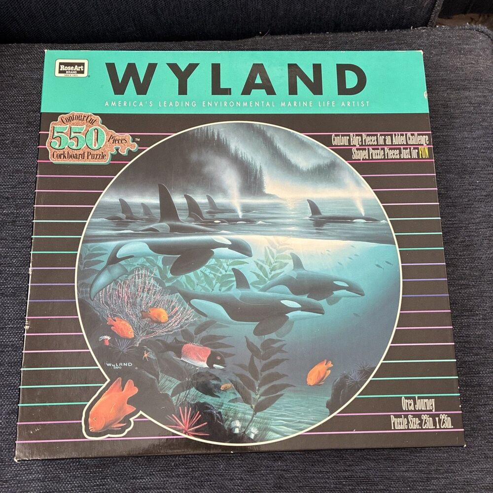 Vintage Wyland Orca Puzzle. Corkboard 550 Piece New Sealed